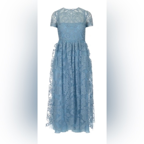 RED Valentino Blue midi lace dress size EU 36